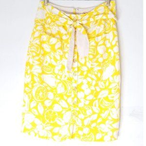 Anthropologie Conversation 8 Skirt Floral Pencil Button Front Tie Waist